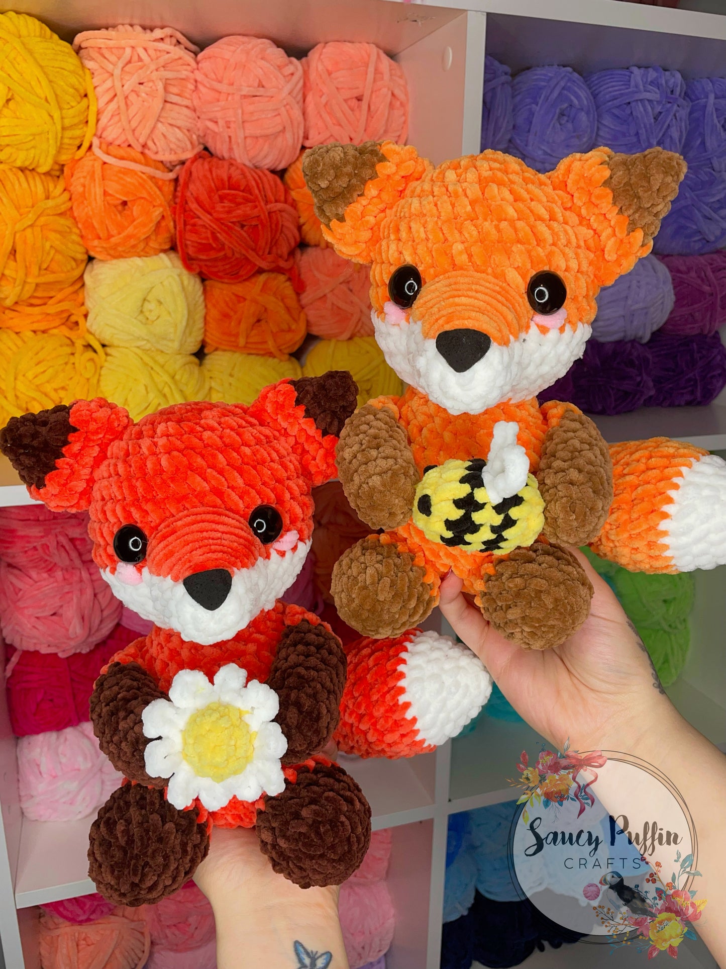 Finn the Fox Crochet Pattern + No Sew Bee & Flower