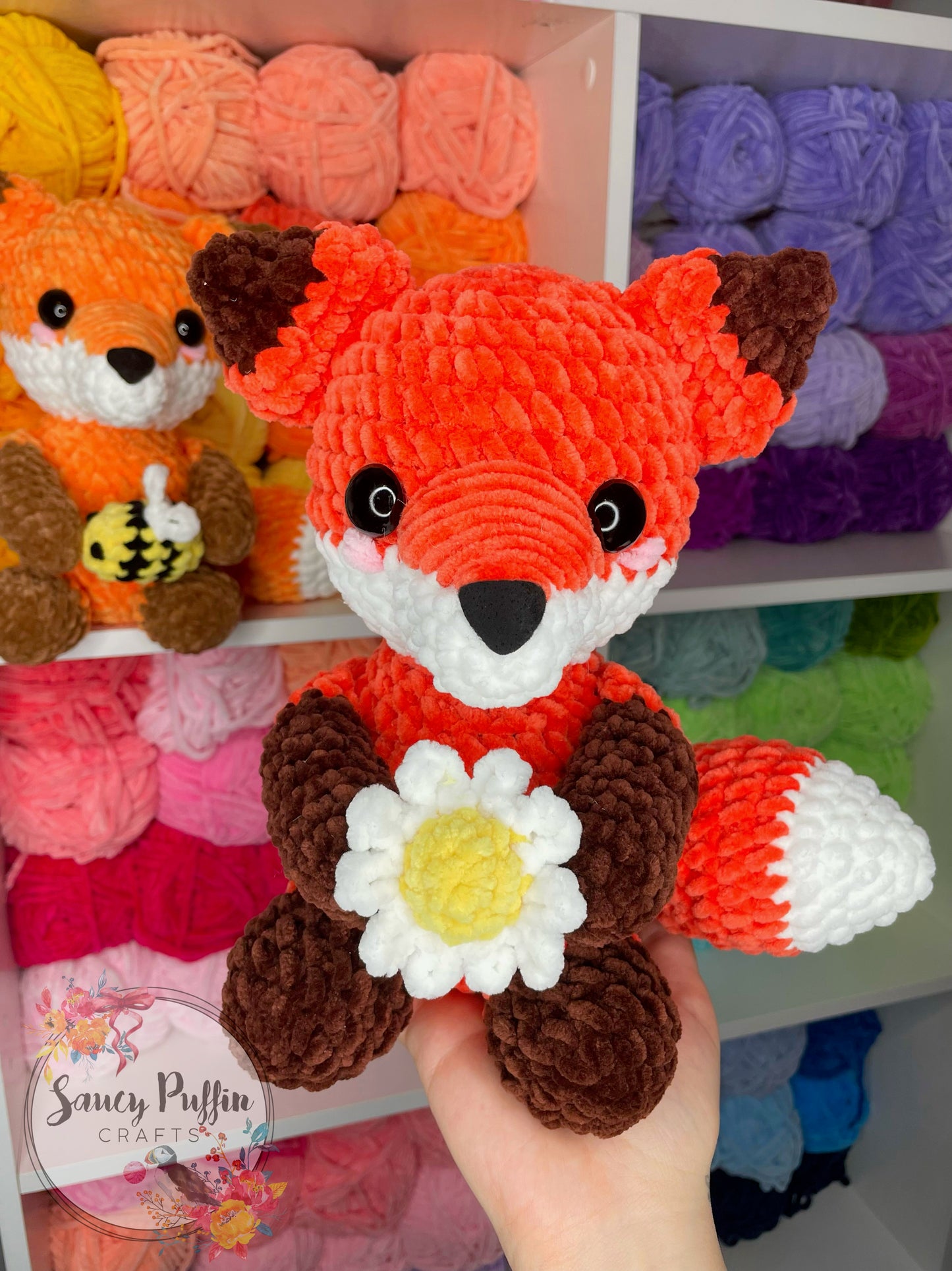 Finn the Fox Crochet Pattern + No Sew Bee & Flower