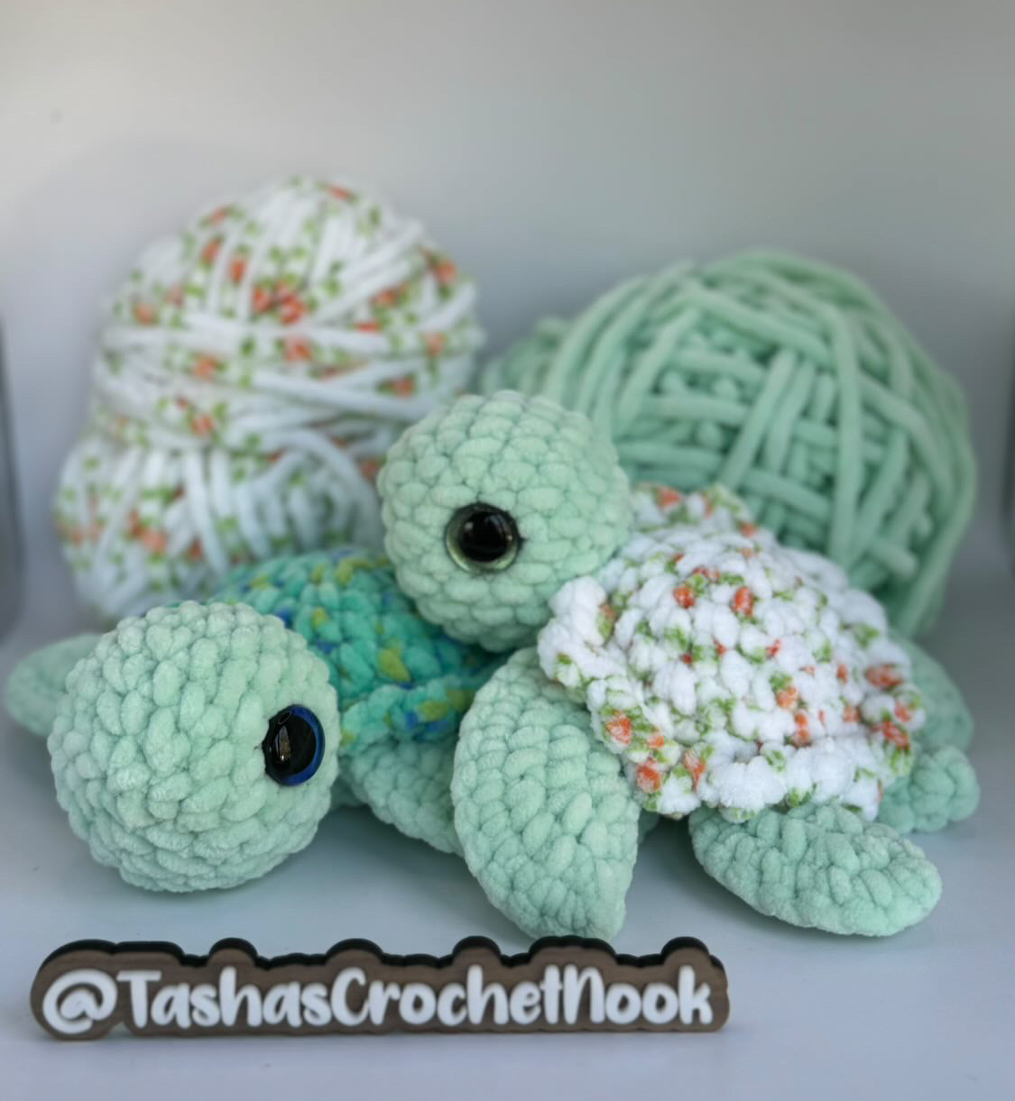LOW-SEW Tiny Twinkie the Turtle Crochet Pattern (TWO shell options!)