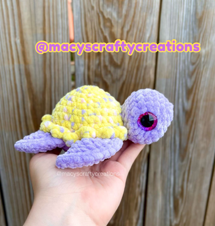 LOW-SEW Tiny Twinkie the Turtle Crochet Pattern (TWO shell options!)
