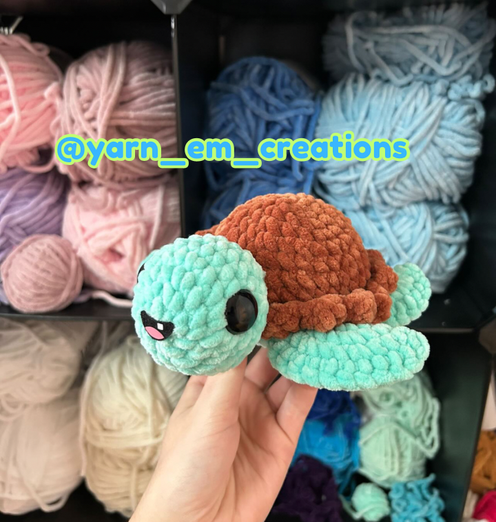 LOW-SEW Tiny Twinkie the Turtle Crochet Pattern (TWO shell options!)