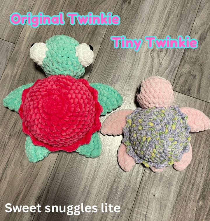 LOW-SEW Tiny Twinkie the Turtle Crochet Pattern (TWO shell options!)