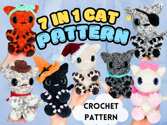 7 in 1 Cat with Accessories Crochet Pattern