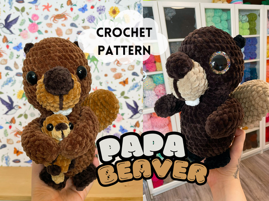 Papa Beaver & Baby Crochet Pattern