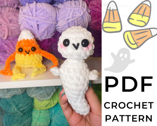 No Sew Spooky Duo - Candy Corn & Ghost Crochet Patterns